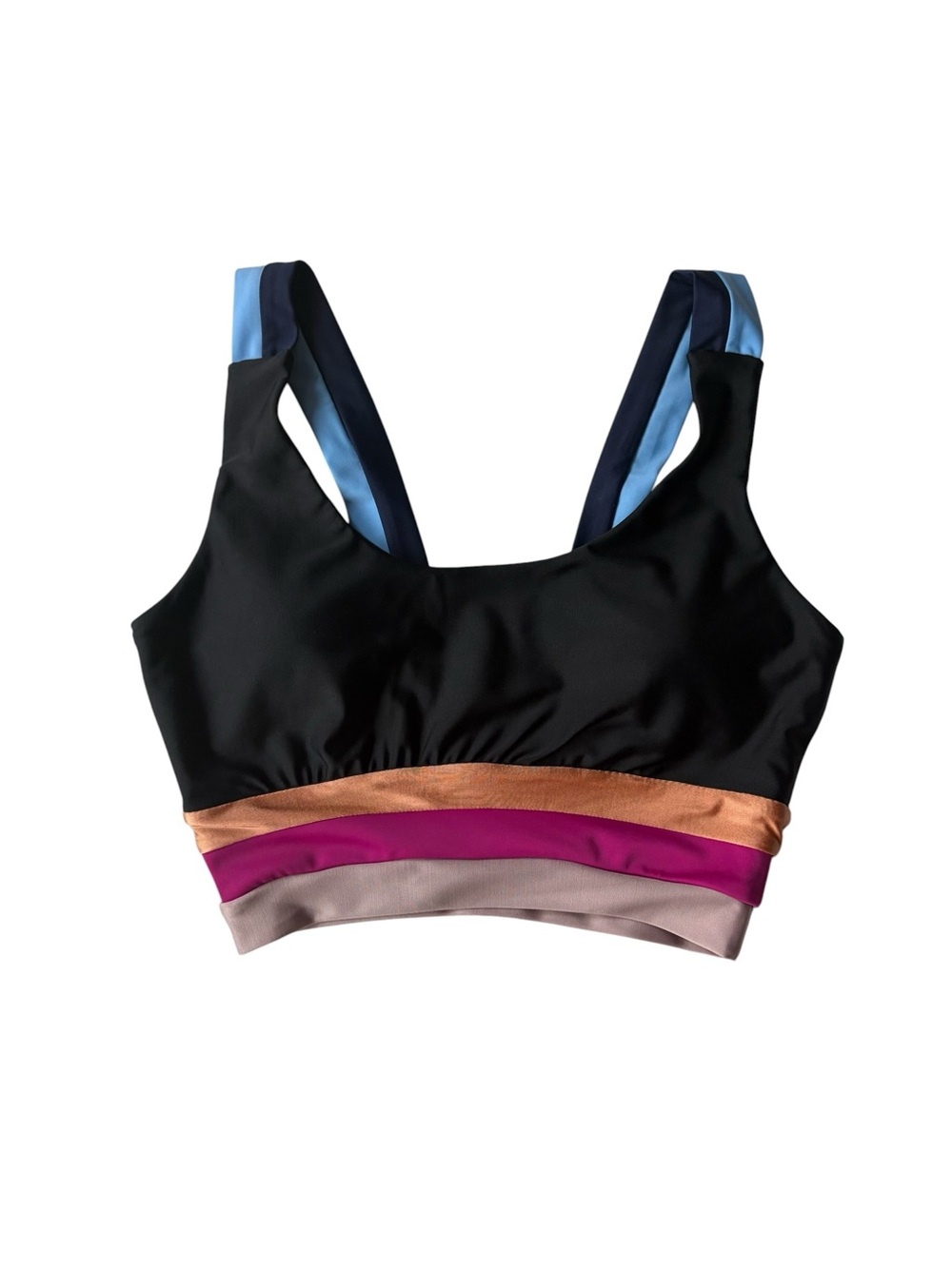 NWT Lanston Sport Incline Streak Stripe Sports bra Black Multi Color Block -XS